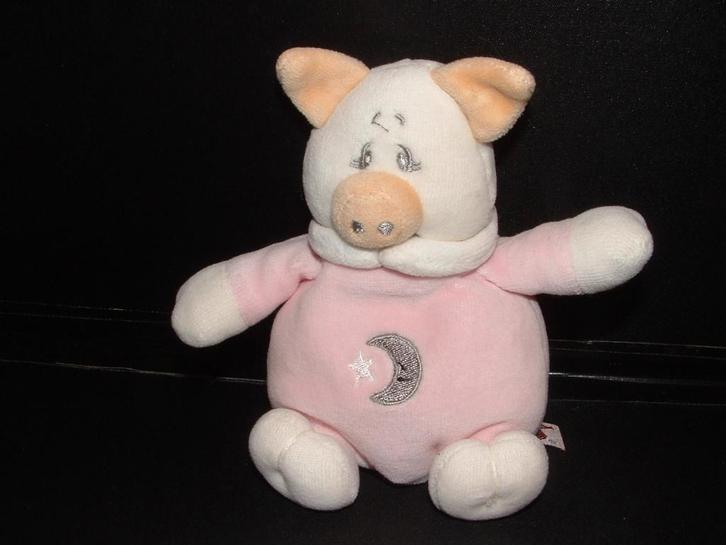 KEEL TOYS VARKEN VELOURS ROZE/WIT MET GRIJS GEBORDUURDE, Kinderen en Baby's, Speelgoed | Knuffels en Pluche, Nieuw, Overige typen