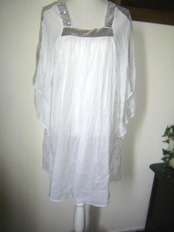 SUPER TRENDY blouse/tuniek wit van NO SWEAT mt. M/L - nieuw!