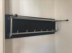 Vintage wand  kapstok chrome zwart hout L 74,5 H 24 B 25,5cm, Wandkapstok, Gebruikt, Ophalen of Verzenden, Minder dan 100 cm