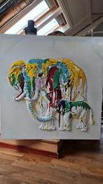 Olifant Reliëf kunstwerk/schilderij - 1 x 1 meter, Ophalen