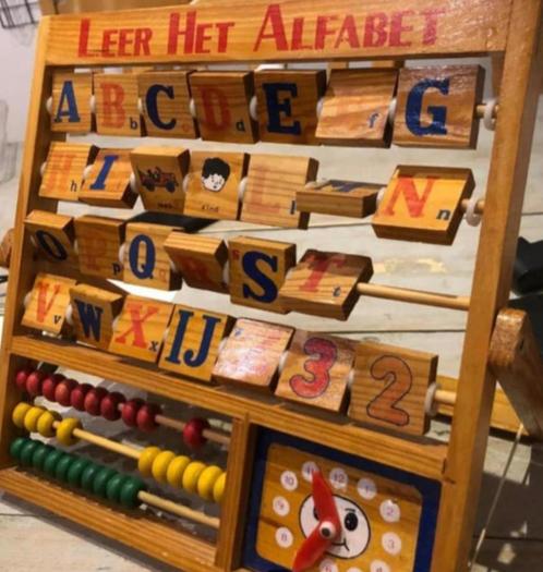 Leer het Alfabet - houten educatief speelgoed  (retro), Kinderen en Baby's, Speelgoed | Houten speelgoed, Gebruikt, Overige typen