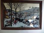 Grote Spiegel met winter tafereel 89 x 63 cm, Huis en Inrichting, Ophalen, Gebruikt, 75 tot 100 cm, Minder dan 100 cm