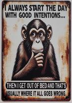 Start the day good intentions reclamebord van metaal deco, Info@deconoord.nl, Deco Noord, Nieuw, Ophalen of Verzenden