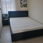 Ikea leer 2 persoonsbed 160x200 met lattenbodem en matras, Ophalen, Overige materialen, Zwart, Tweepersoons