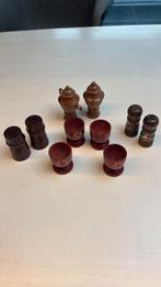 Vintage peper en zoutstel, hout, verzameling, eierdoppen, Verzamelen, Ophalen of Verzenden