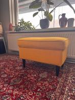 Mosterdgele poef / voetenbank - 40x60x39 cm, Ophalen, Gebruikt, Minder dan 50 cm, Stof