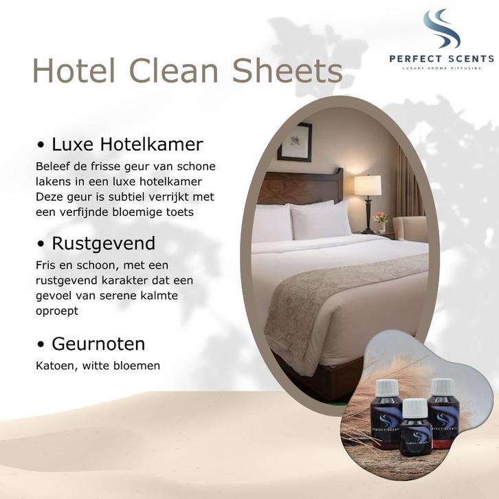 BLACK FRIDAY - Hotel Clean Sheets - Aroma voor Geurmachines, Huis en Inrichting, Woonaccessoires | Overige, Nieuw, Ophalen of Verzenden