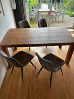 Houten eettafel met 4 stoelen, Huis en Inrichting, Tafels | Eettafels, 50 tot 100 cm, Rechthoekig, Ophalen of Verzenden, Zo goed als nieuw