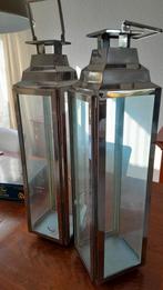 Set van 2 metalen kandelaars/lantaarns 64 cm hoog, Ophalen of Verzenden