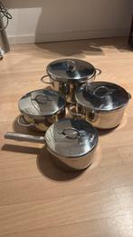 Sigg Pannenset voor gas; zilver; 22, 20, 18 ,16 cm, Huis en Inrichting, Keuken | Potten en Pannen, Ophalen, Gebruikt, Rvs, Pannenset