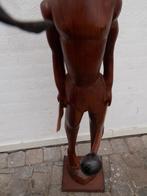 Beeld sculptuur teak hout groot xxl afrikaans krijger, Huis en Inrichting, Gebruikt, Ophalen of Verzenden