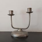 Antiek tin kandelaar gehamerd Banka Tin Werk Indie '30s, Antiek en Kunst, Ophalen of Verzenden