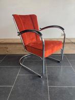 Gispen 412 fauteuil, chroom, nieuwe terra ribstof, Huis en Inrichting, Fauteuils, Design, 75 tot 100 cm, Zo goed als nieuw, Metaal