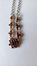 Oude zilveren ketting met Granaat, Sieraden, Tassen en Uiterlijk, Antieke sieraden, Ophalen of Verzenden, Zilver, Ketting, Met edelsteen
