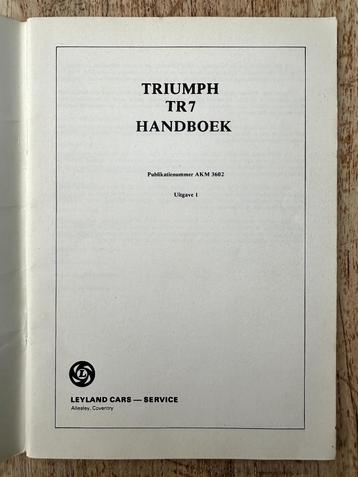 Triumph TR7 Handboek beschikbaar voor biedingen