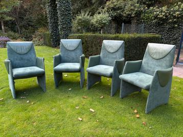 4 Groene Eetkamerstoelen - Leer/Alcantara beschikbaar voor biedingen