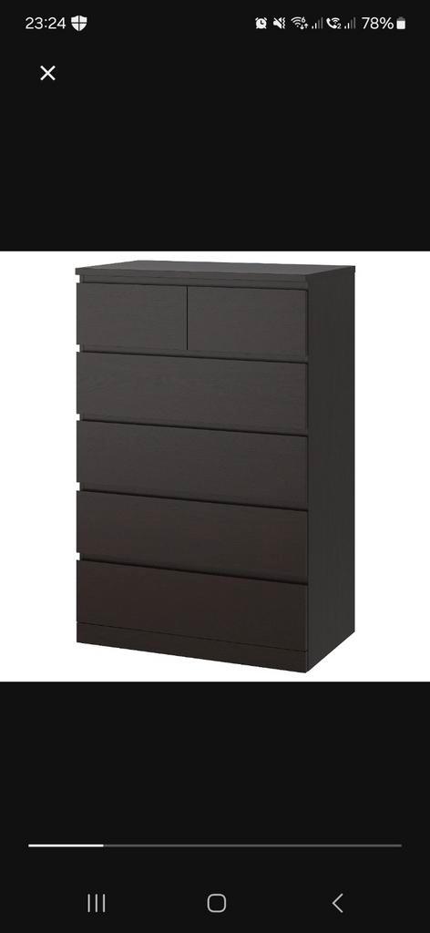 Ikea Malm ladekast 6 lades 80x123cm, Huis en Inrichting, Kasten | Ladekasten, Gebruikt, Minder dan 100 cm, 50 tot 100 cm, 25 tot 50 cm