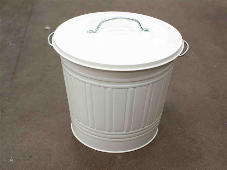 Ton/prullenbak met met deksel 38527, Huis en Inrichting, Woonaccessoires | Prullenbakken, Gebruikt, Metaal, Minder dan 50 cm, Ophalen of Verzenden