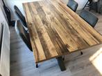 Eettafel met matrix onderstel ziet nog goed uit, Huis en Inrichting, 200 cm of meer, Zo goed als nieuw, Vijf personen of meer