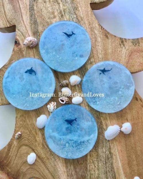Prachtige zee oceaan haai walvis onderzetter set Epoxy Art, Huis en Inrichting, Woonaccessoires | Onderzetters, Nieuw, Glas of Kopje