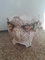 Vintage Aardewerk Bloempot met Bloemen, Ophalen, Gebruikt, Overige kleuren, Aardewerk of Porselein