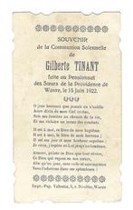 (100) Communie kaartje 1922, Verzamelen, Religie, Ophalen of Verzenden, Gebruikt, Kaart of Prent