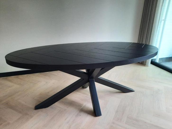 Eettafel Eiken gelakt zwart 200x100 cm., Huis en Inrichting, Tafels | Eettafels, Zo goed als nieuw, 50 tot 100 cm, 200 cm of meer