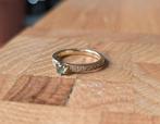 Verlovingsring 14 karaat groene saffier en diamant, Sieraden, Tassen en Uiterlijk, Ringen, Ophalen of Verzenden, Zo goed als nieuw
