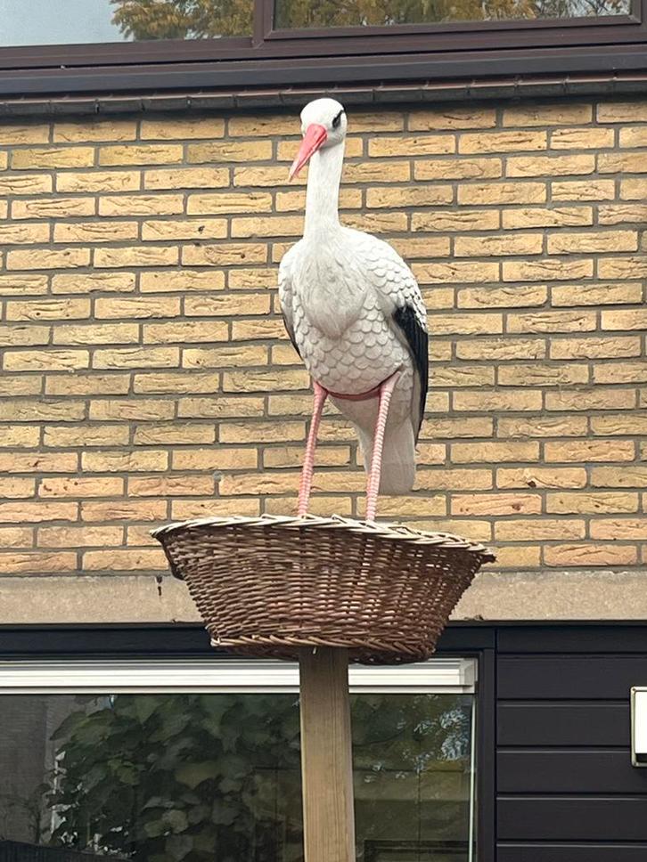Ooievaar Geboorte Decoratie - te huur, Tuin en Terras, Tuinbeelden, Gebruikt, Dierenbeeld, Kunststof, Ophalen