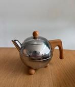 Bredemeijer theepot dubbelwandig zilver rvs bruin hout, Antiek en Kunst, Ophalen of Verzenden