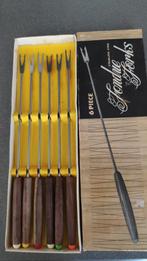 Vintage fonduevorken 2 originele doosjes en 4 losse vorken, Ophalen of Verzenden, Zo goed als nieuw, Overige materialen, Los bestek