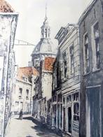 Dordrecht litho oude Palingstraat door Bob Brobbel, Antiek en Kunst, Kunst | Litho's en Zeefdrukken, Verzenden