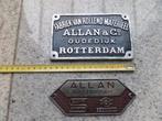 2 antieke fabrieksplaatjes Allan Rotterdam, Ophalen of Verzenden, Gebruikt, Trein, Overige typen