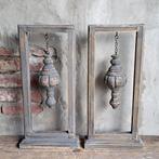 1x Landelijk houten frame ornament met pegel pinakel *Etage3, Huis en Inrichting, Woonaccessoires | Overige, ., Ophalen of Verzenden