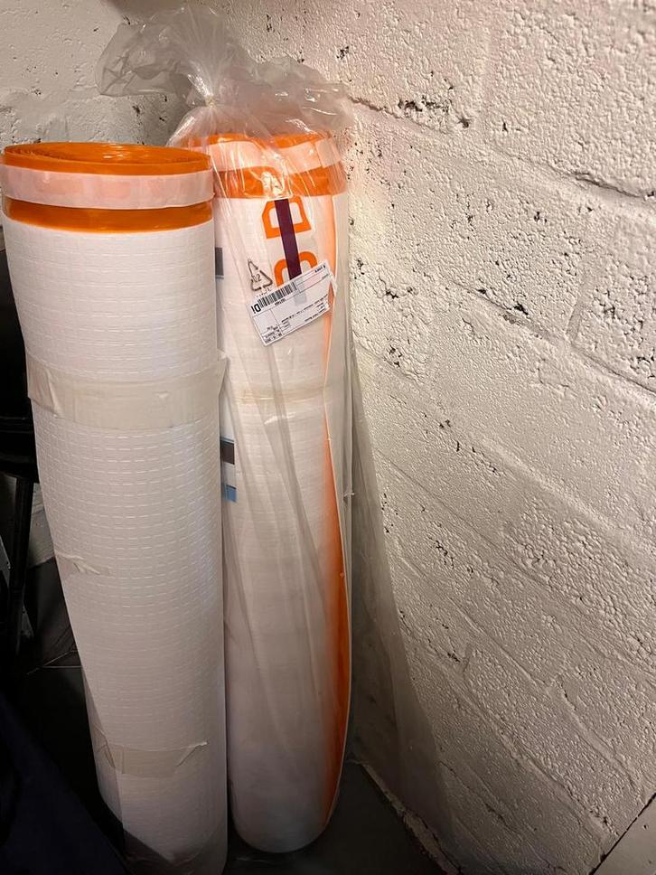 PPC laminaat ondervloer  oranje 1,7mm met plakstrip, Huis en Inrichting, Stoffering | Vloerbedekking, Nieuw, Laminaat, 10 tot 25 m²