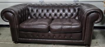 Chesterfield bank Springvale bruin leer + BEZORGING GRATIS  beschikbaar voor biedingen