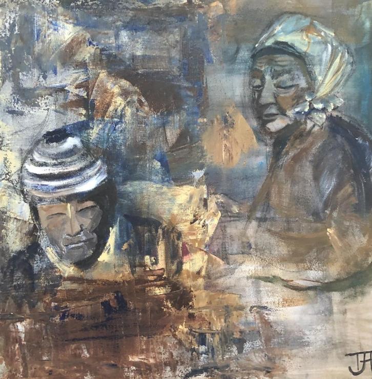 Abstract Figuratief Portret, Antiek en Kunst, Kunst | Schilderijen | Abstract, Ophalen of Verzenden