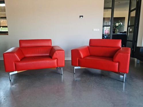 Leolux Howlo fauteuils 2 stuks.. met geleefd leer., Huis en Inrichting, Banken | Bankstellen, Zo goed als nieuw, Rechte bank, Eenpersoons