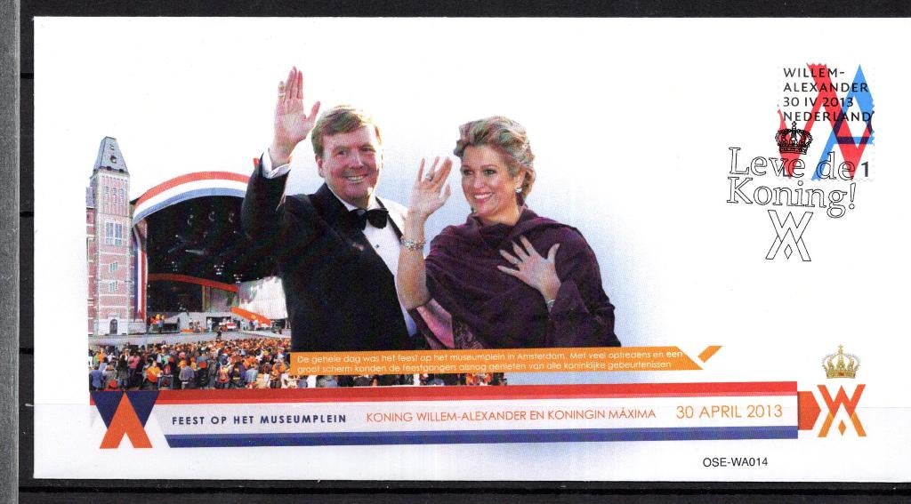FDC nr 14 Inhuldiging Willem Alexander als koning 30 april, Postzegels en Munten, Ophalen of Verzenden, Na 1940, Gestempeld