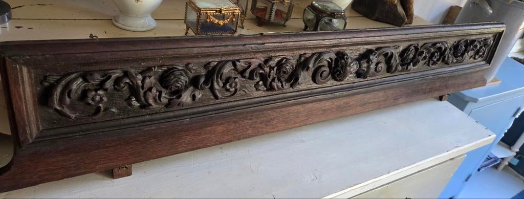 Antieke Franse massief houten sierlijst ornament gestoken, Ophalen