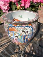 Antieke Chinese Vissenkom/Bloempot met Geisha Decoratie, Ophalen