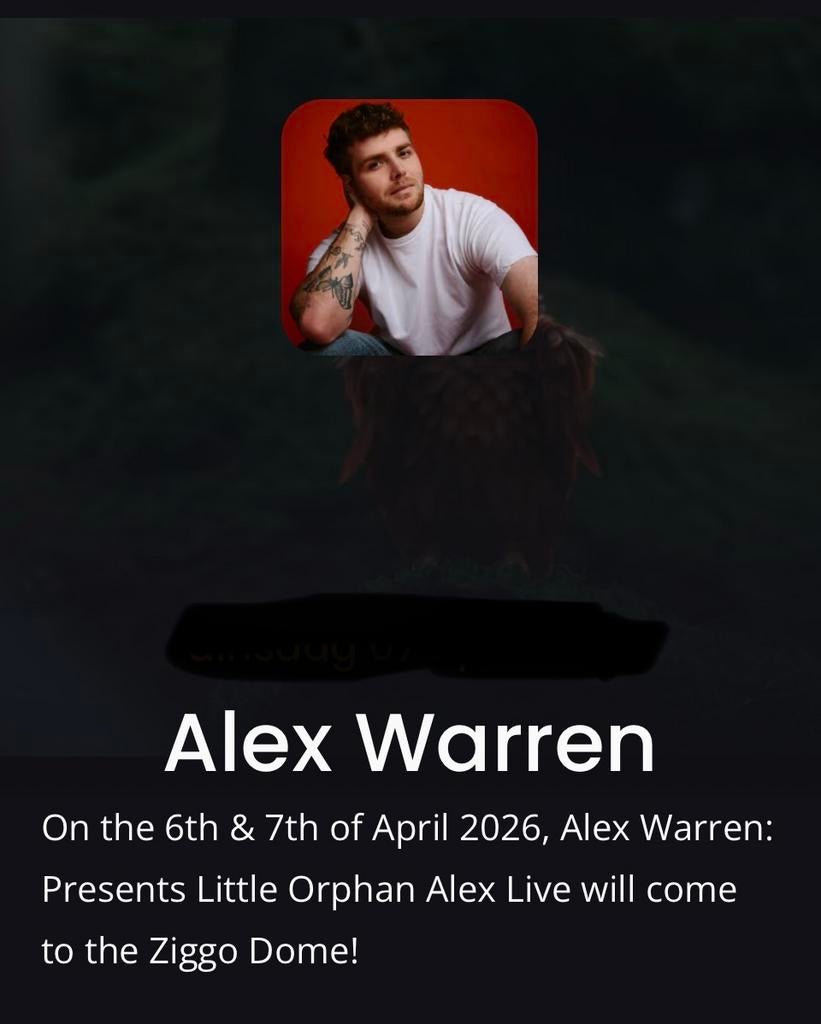 2 tickets Alwx Warren 6 april, Tickets en Kaartjes, Concerten | Overige, Twee personen, April