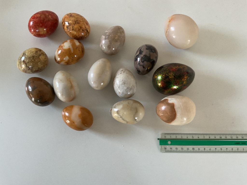 15 mooie marmeren eieren, Verzamelen, Ophalen of Verzenden, Mineraal