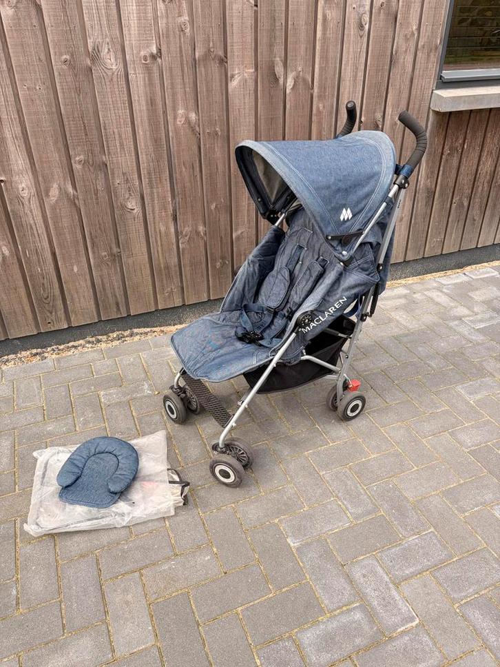 Maclaren buggy denim stof, Kinderen en Baby's, Buggy's, Gebruikt, Maclaren, Verstelbare rugleuning, Zonnekap, Ophalen
