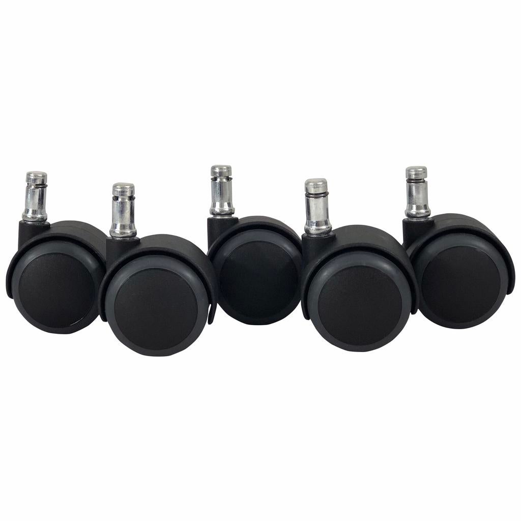 5 Bureaustoel zwenkwielen 5cm pin 10-11 mm geremd, Zwart, Nieuw, Ophalen of Verzenden, Bureaustoel