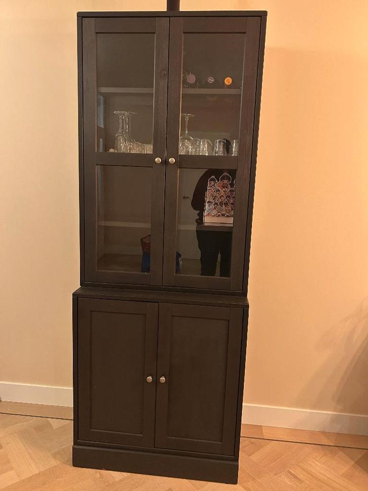 IKEA HAVSTA Storage Unit with Glass Doors – Black, Huis en Inrichting, Kasten | Vitrinekasten, Zo goed als nieuw, 200 cm of meer