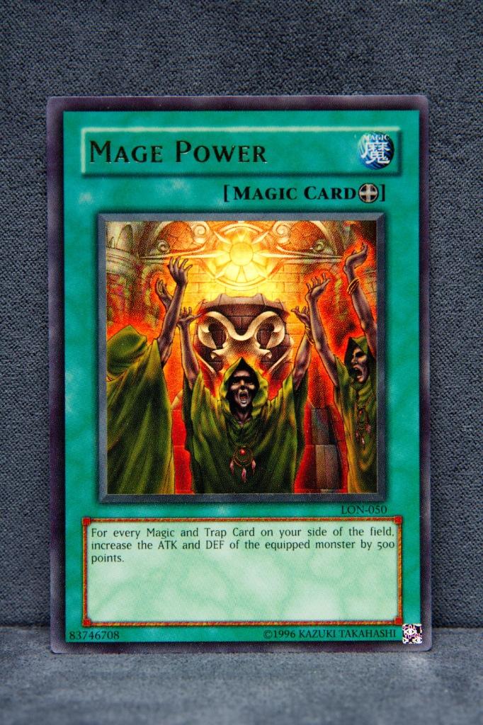 Yu-Gi-Oh! Mage Power LON Ultra Rare NM (Misprint), Ophalen of Verzenden, Zo goed als nieuw, Losse kaart, Foil