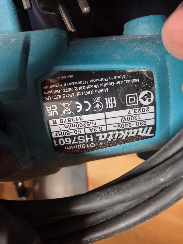 Makita HS7601 Cirkelzaag 190mm 1200W 230V, Ophalen, Gebruikt, Cirkelzaag, 70 mm of meer