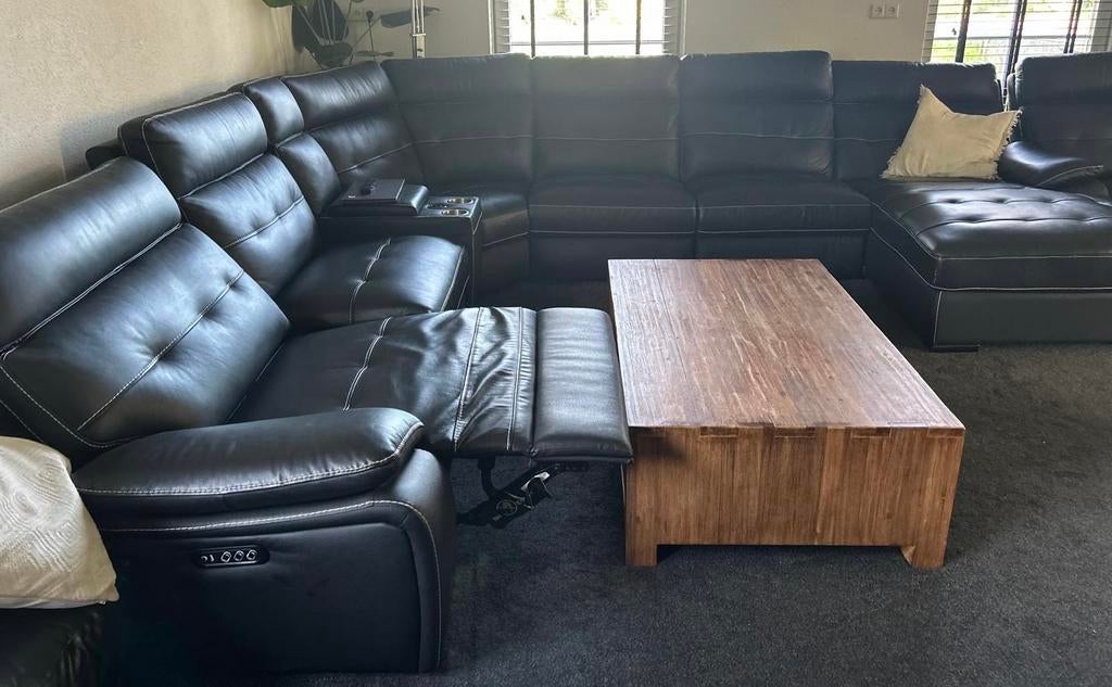 Zwarte hoekbank met relaxfunctie casanova van seats nd sofa, Ophalen, Gebruikt, 100 tot 125 cm, Hoekbank