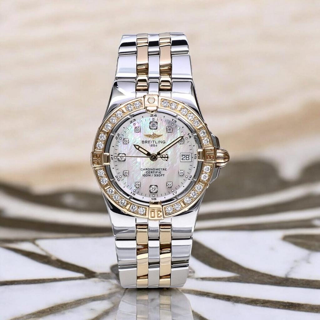 Breitling Starliner - Mother of Pearl - Factory Diamonds, Sieraden, Tassen en Uiterlijk, Horloges | Dames, Ophalen of Verzenden
